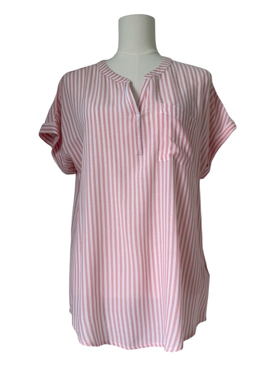 beachlunchlounge Tops - BEACH LUNCH LOUNGE | Pink & White Striped Short Sleeve Shirt Sz M
